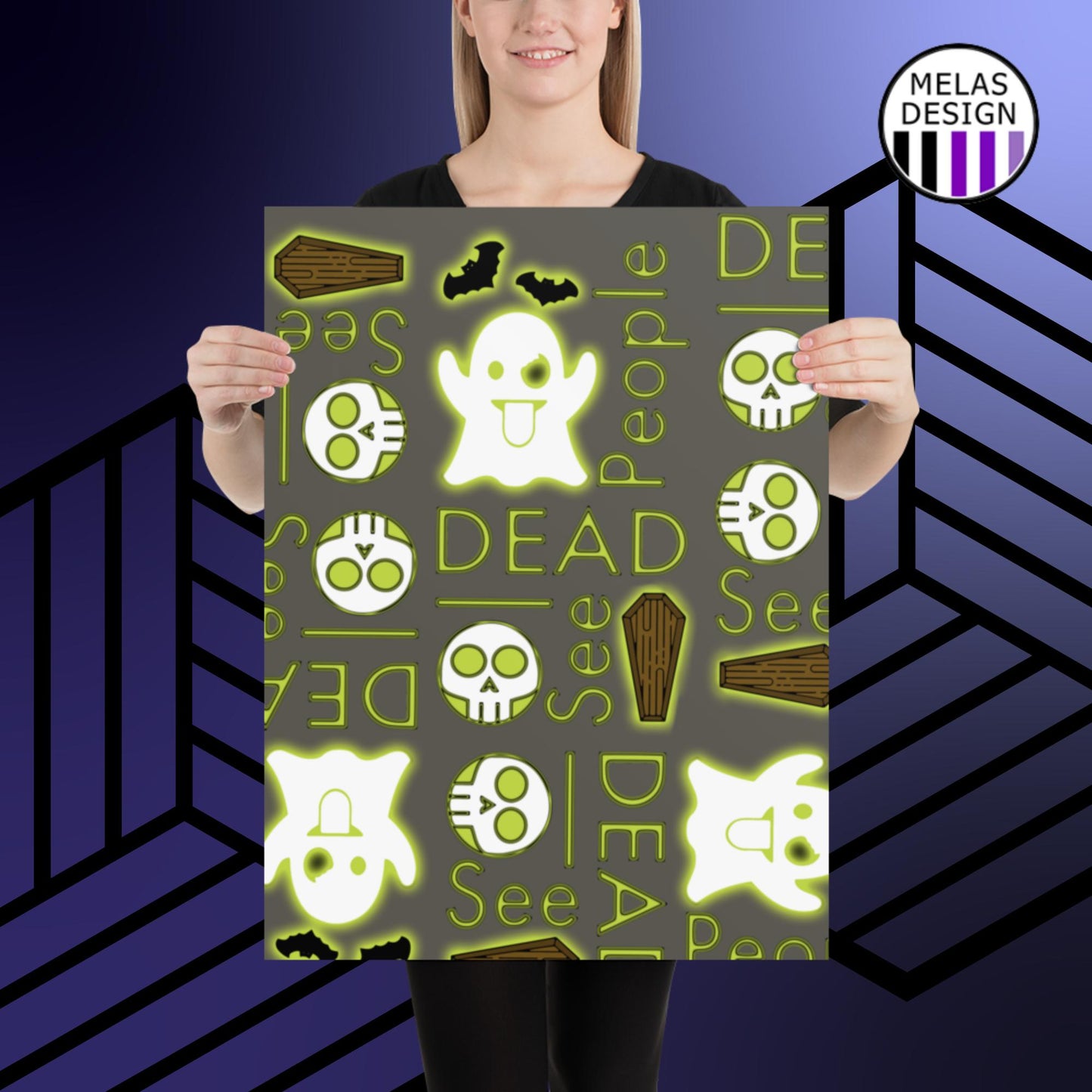 I See Dead People Ghost Emoji art print; ghost; Halloween; spooky season; Melasdesign; cute; funny; gothic; paranormal; ghost hunter; clairvoyant; psychic; wall art; art print; gift idea