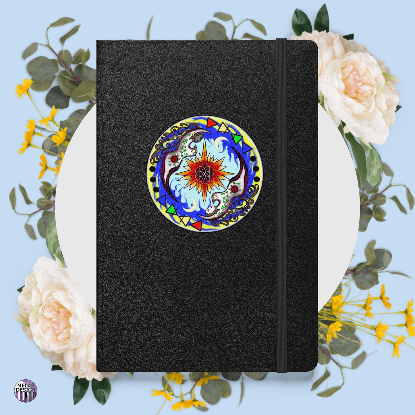 Pagan Goddess Elemental Emblem Grimoire; blank; book of shadows; spellbook; Melasdesign; Thomas WV