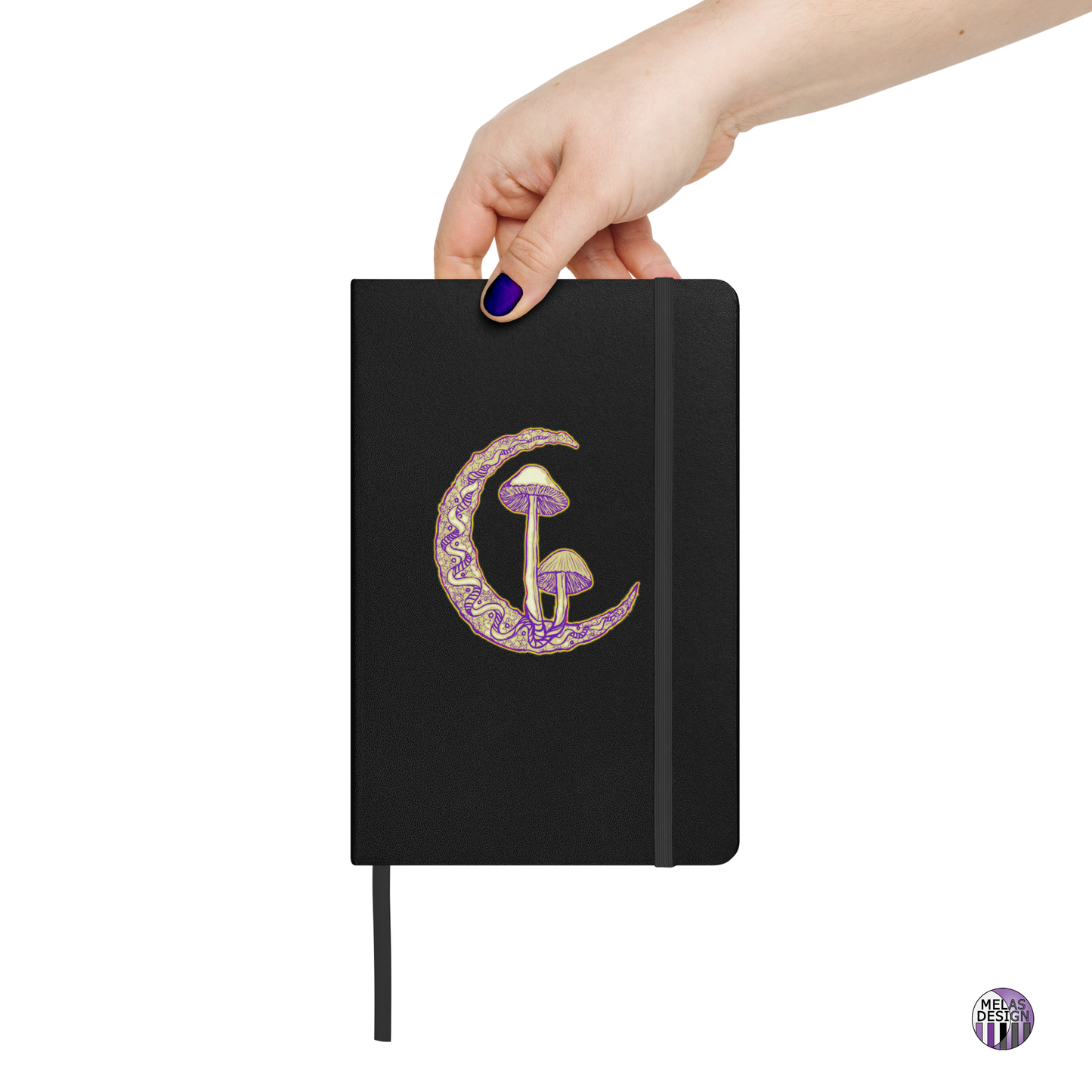 Crescent Moon and Fungi Grimoire Blank Spellbook; book of shadows; grimoire; blank; Melasdesign; Thomas WV; witchy; pagan; 