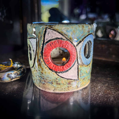 Melas Dreamy Eyes Ceramic Candle Holder Handmade