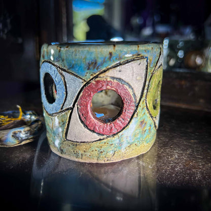 Melas Dreamy Eyes Ceramic Candle Holder Handmade