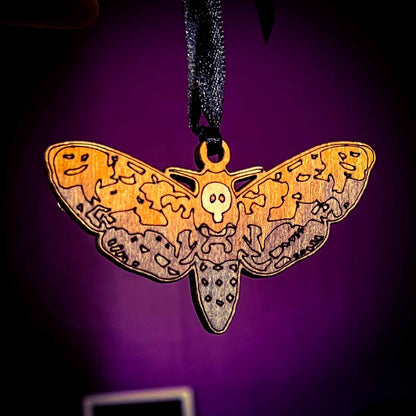 Deaths Head Moth Ornament in Colorful Wood