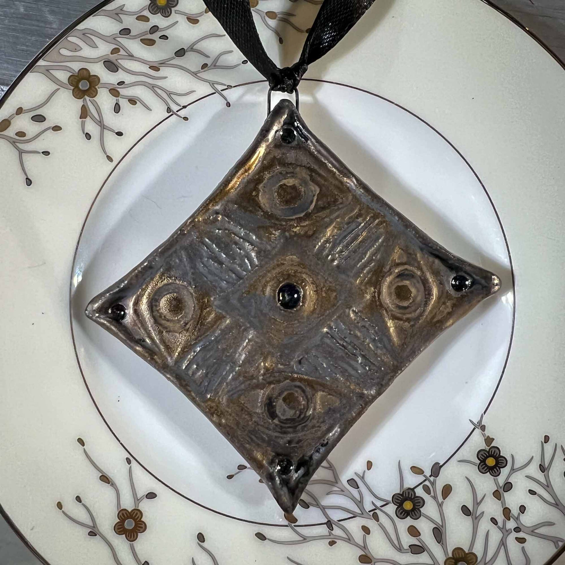 Melas Ceramic Art Deco Eye Ornament; eye art; Melasdesign Handmade; hanging decor; Mela's Eye Collection