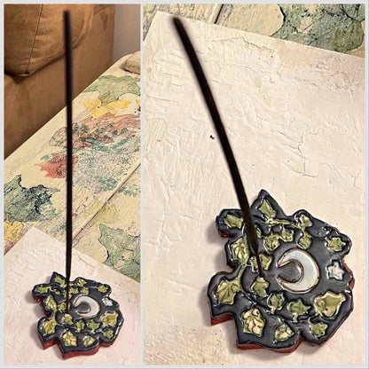 Handmade Ivy Moon Ceramic Stick Incense Holder