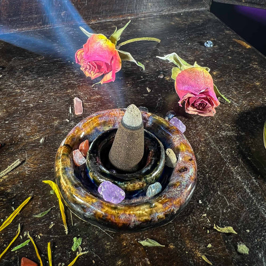 Witchy Ceramic Cone Incense Offering Holder