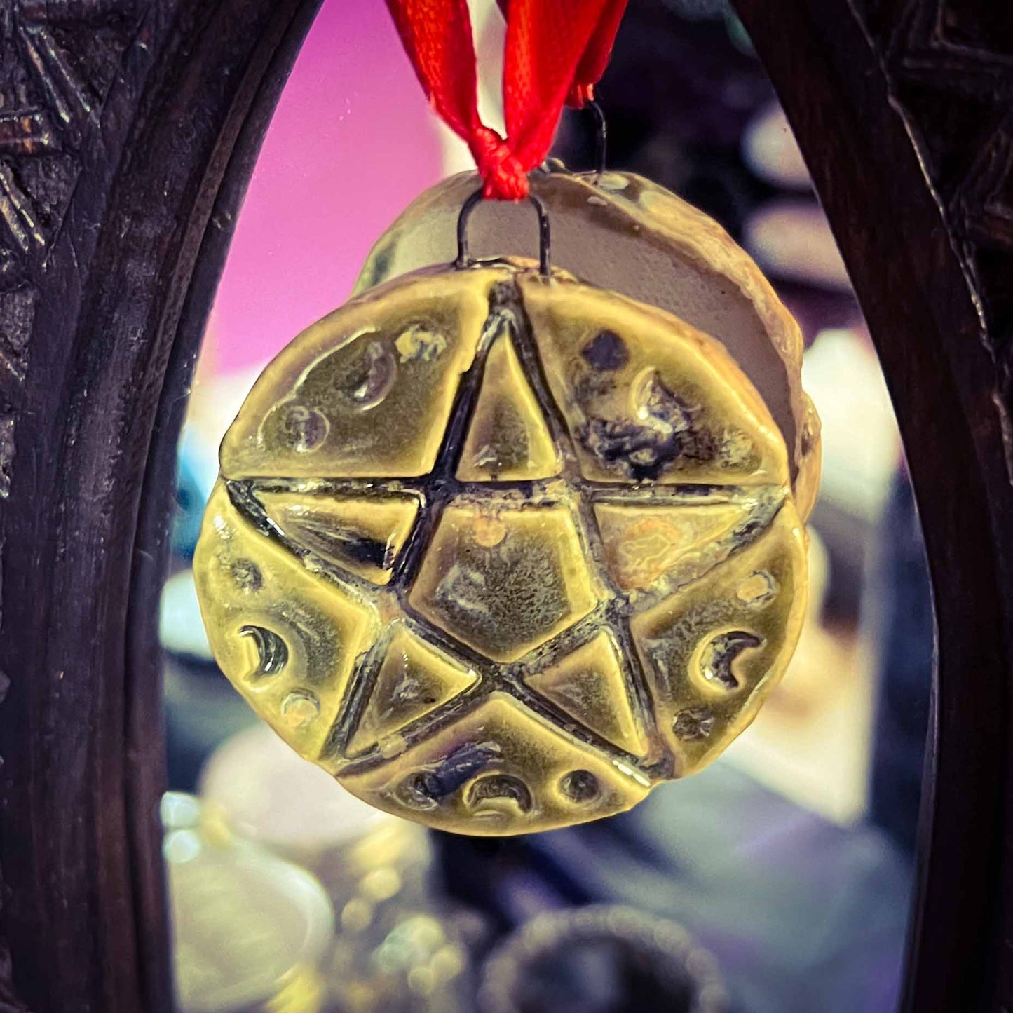 pentagram ornament; ceramic; altar decor; pagan; witchy; one of a kind; Melasdesign; Thomas WV