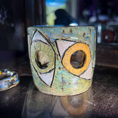 votive holder; tea light holder; Mela's Eye Collection; handmade ceramic