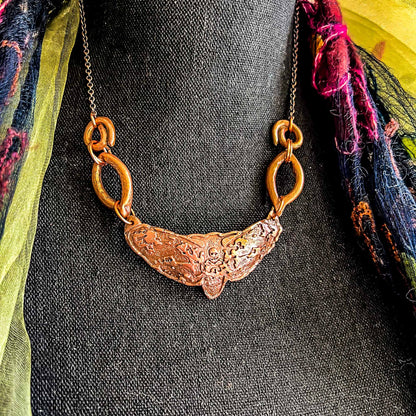 Deaths Head Moth Necklace in Copper