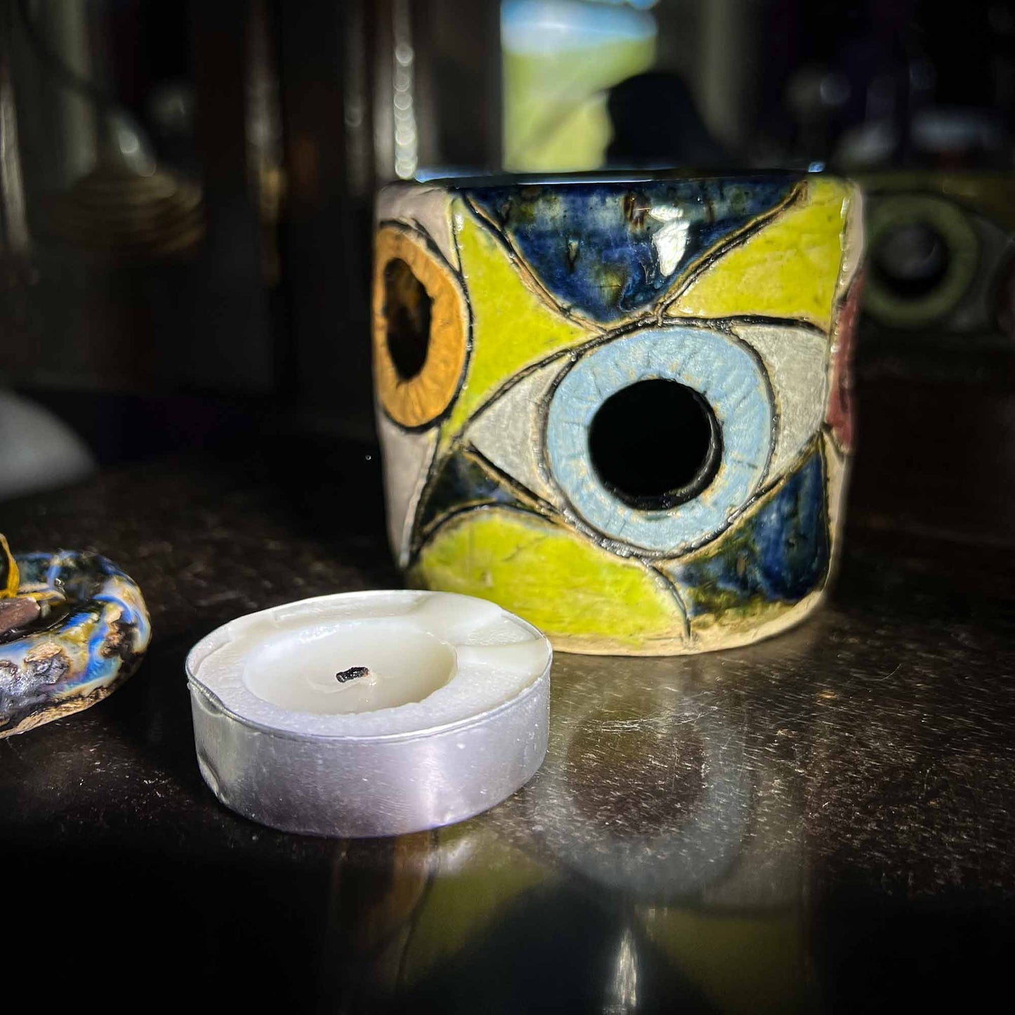 Melas Picasso Eyes Ceramic Candle Holder