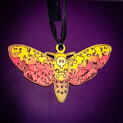 Deaths Head Moth Ornament in Colorful Wood