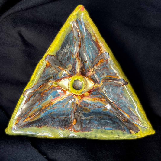 Glaring Illuminati Eye Triangle Ceramic Wall Decor Dish; one of a kind; ceramic; dish; wall art; eye; triangle; Illuminati; Melasdesign Handmade; Thomas, WV
