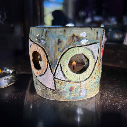 Melas Dreamy Eyes Ceramic Candle Holder Handmade