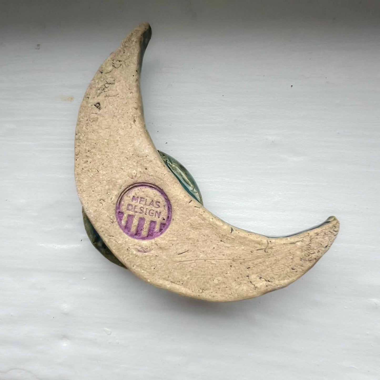 Ceramic Crescent Moon Incense Holder Celtic Knot