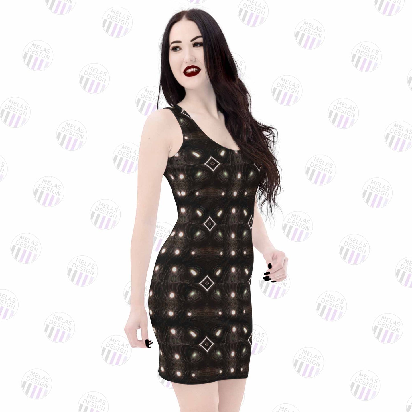 Moon and Diamonds Pattern Body-Con Dress