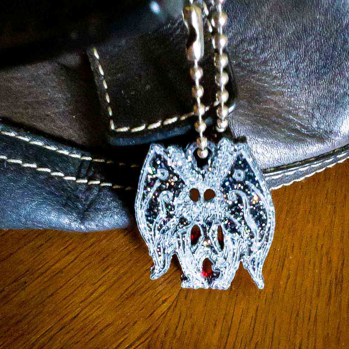 Mothman purse charm; Mothman; cryptid; fashion accessories; Melasdesign Handmade Darkness; Thomas, WV; West Virginia; gift idea; alternative 