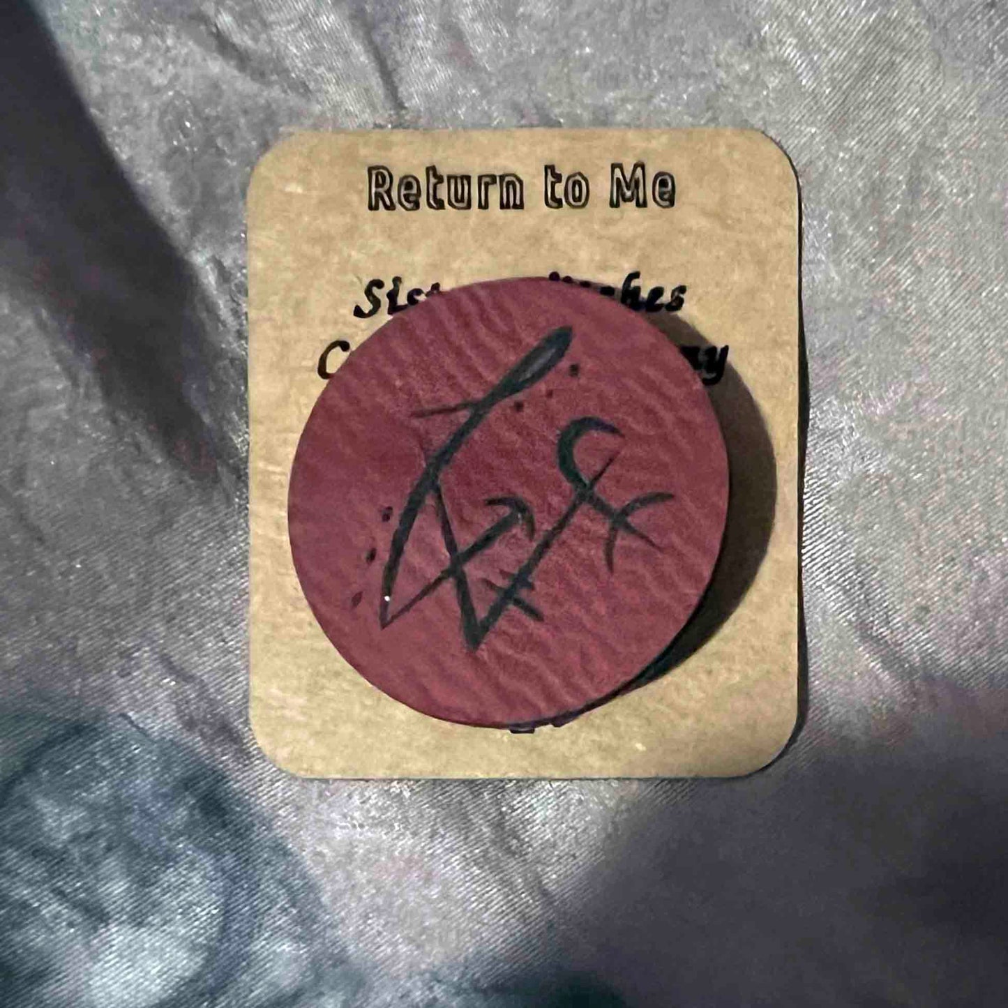 Return to Me Sigil Pin Amulet; Melasdesign; Sister Witches Crafting Company; amulet; sigil; fashion accessory; charm; Thomas WV; Davis WV