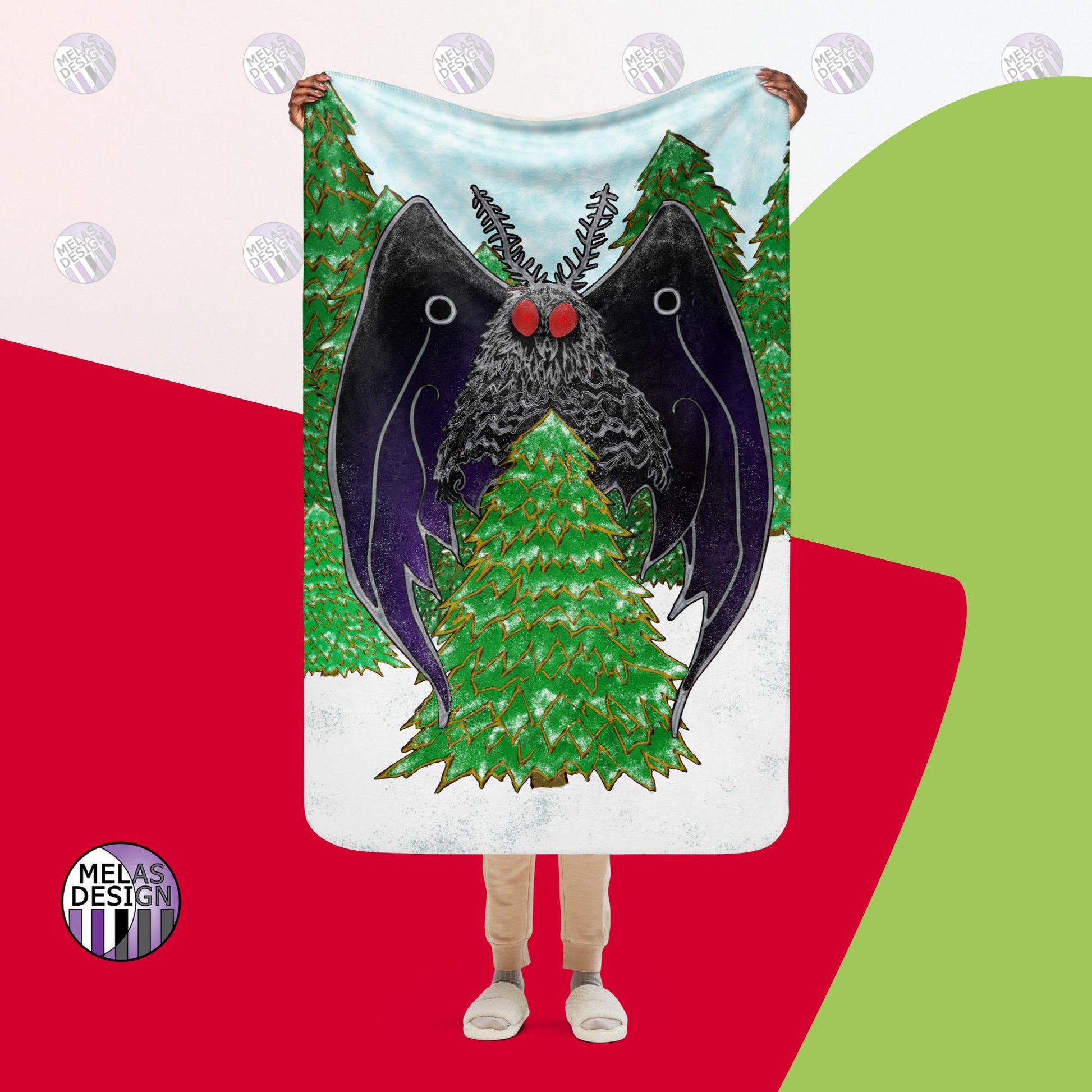 Holiday; Cryptid; Mothman Sherpa Blanket; 35x57