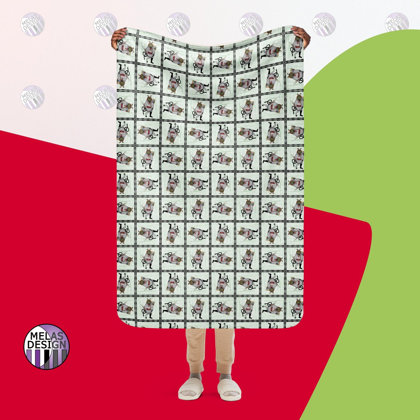 Holiday Cryptid Pattern; Krampus Sherpa Blanket; alternative Christmas; 37x57