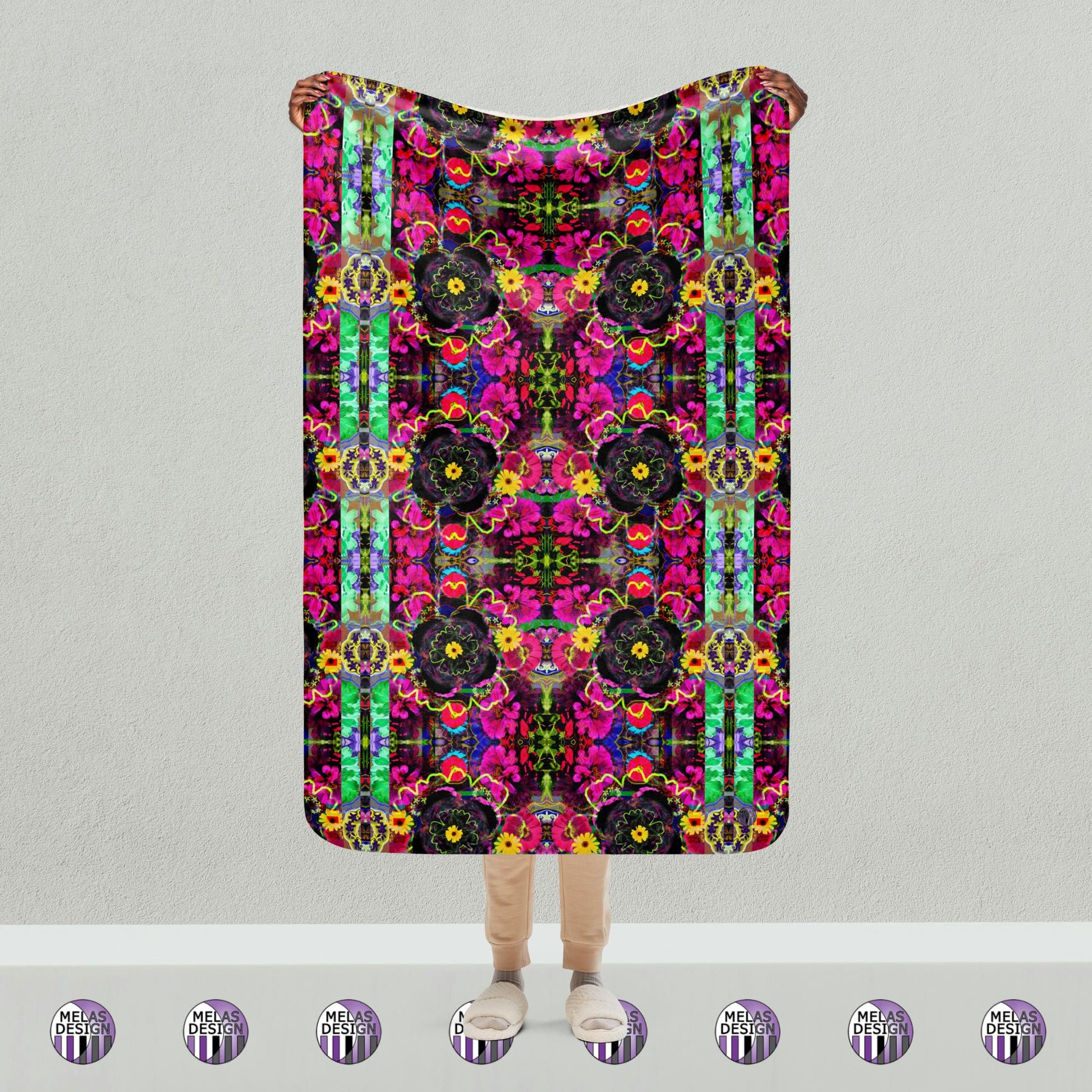 Color Joy Flower Power Sherpa Blanket v1; 37"x57"; Product mockup