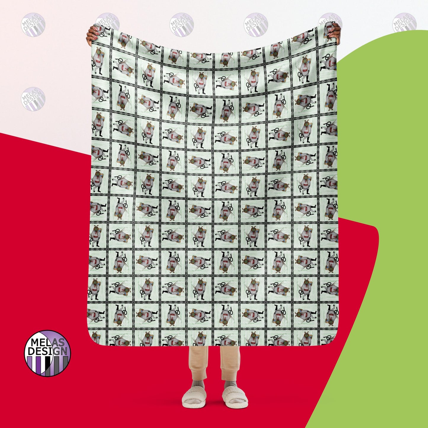 Holiday Cryptid Pattern; Krampus Sherpa Blanket; alternative Christmas; 50x60