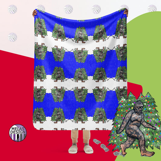 Squatch Cryptid; Holiday Bigfoot; Sherpa Blanket; 50x60