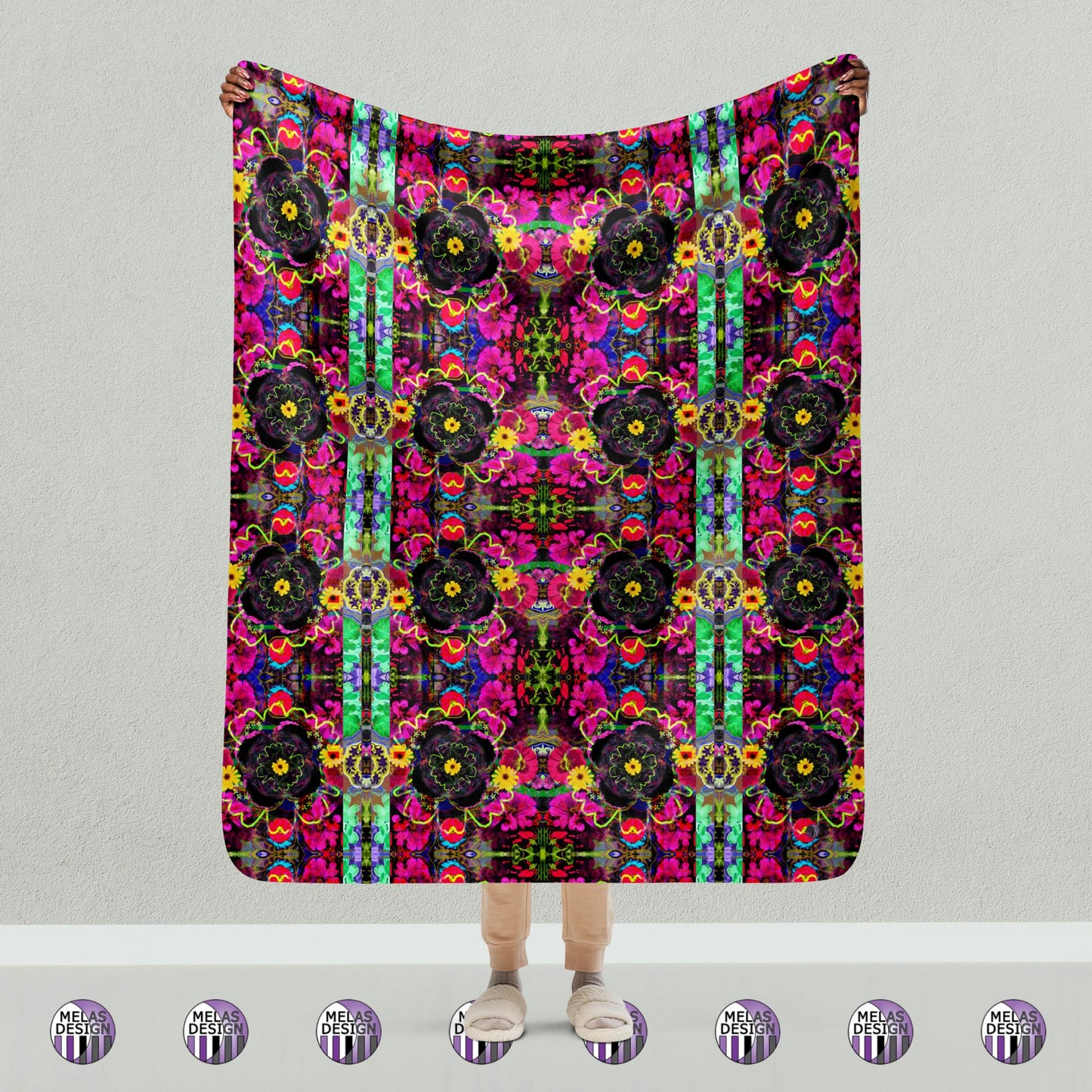 Color Joy Flower Power Sherpa Blanket v1; 60"x80"; Product mockup