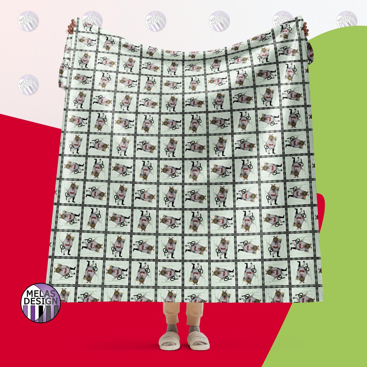 Holiday Cryptid Pattern; Krampus Sherpa Blanket; alternative Christmas; 60x80