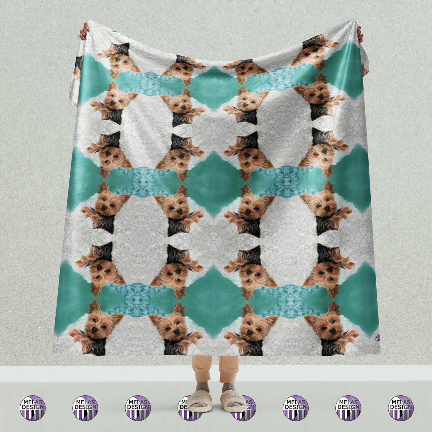 Chewie the Adorable Yorkie Dog Sherpa Blanket; 60x80