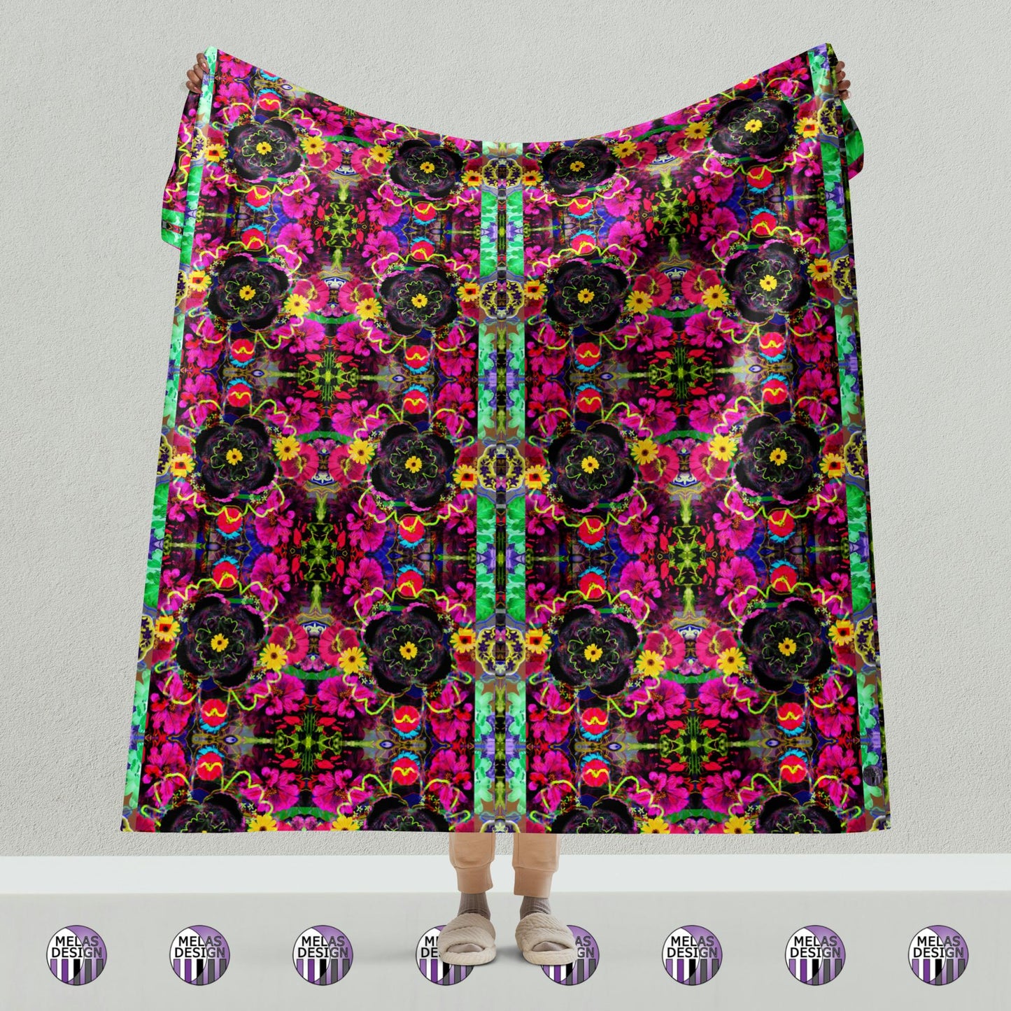 Color Joy Flower Power Sherpa Blanket v1; 50"x60"; Product mockup