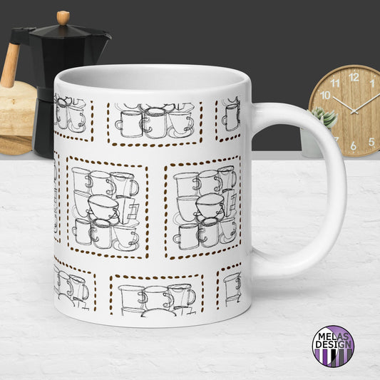 Coffee Mugs Beans Mug Line Art Pattern; 20 oz; Product mockup; Melasdesign