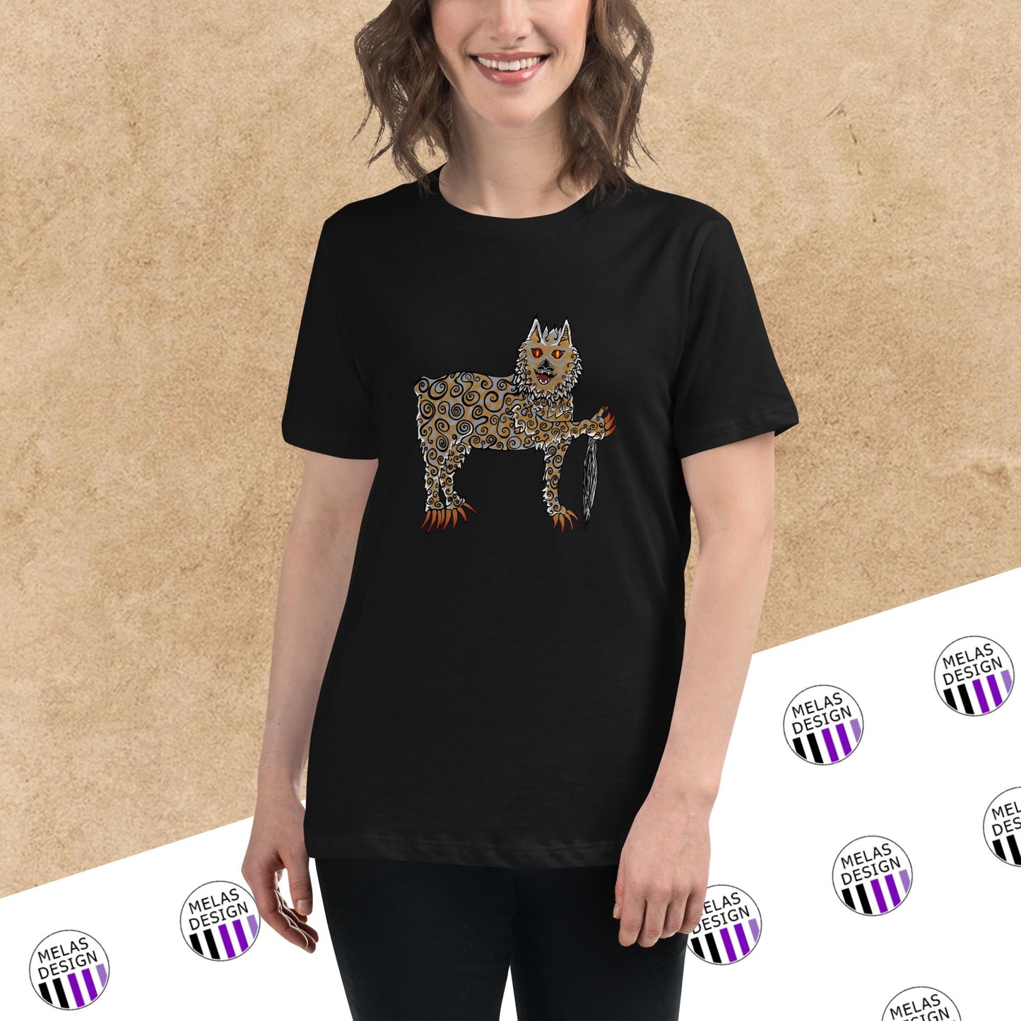 black taily-po t-shirt; womens; Melasdesign; cryptid; cryptid collection; fashion