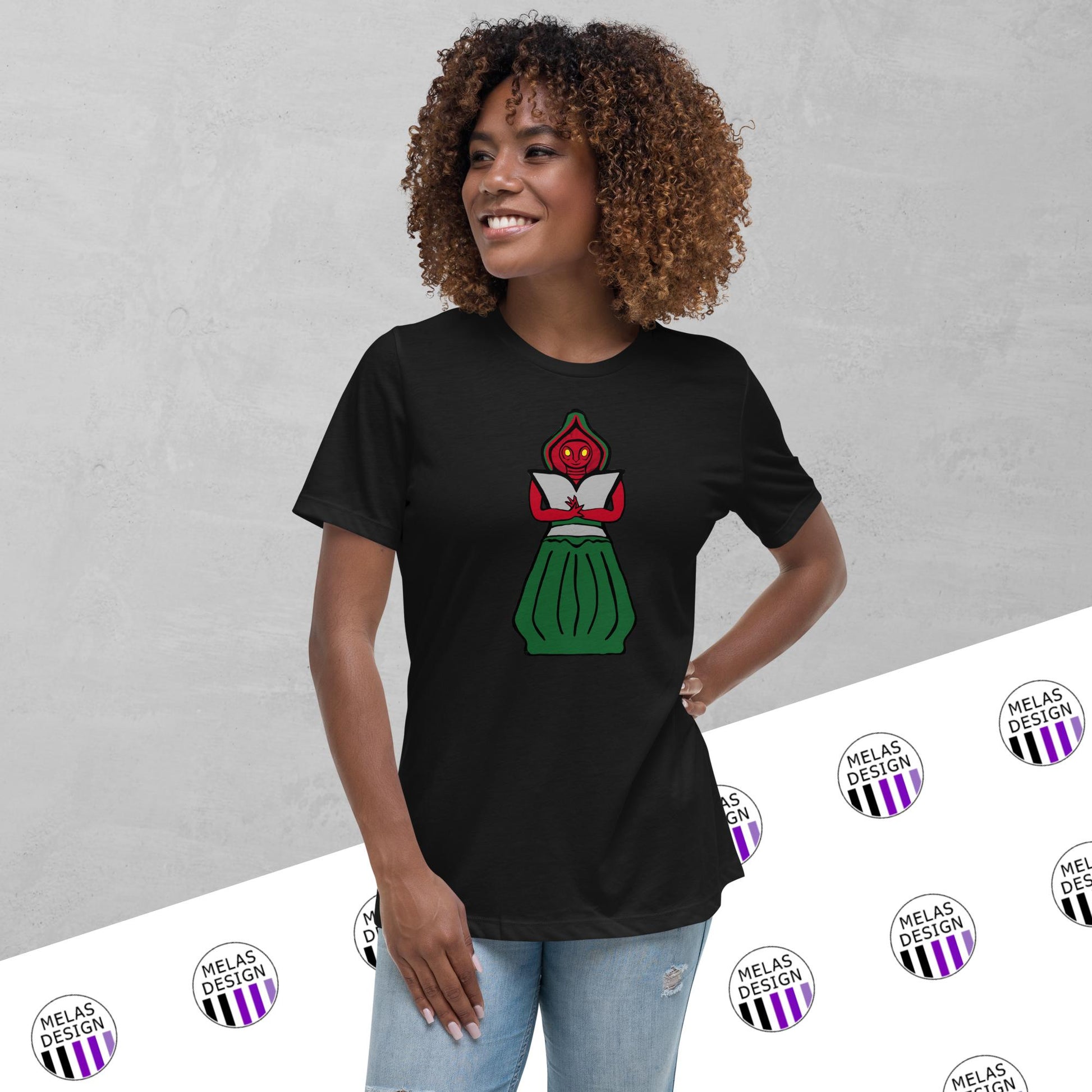 Flatwoods Monster womens relaxed t-shirt; Flatwoods Monster; fashion; shirts; t-shirt; cryptid; Melasdesign; West Virginia; Braxie; Braxton County Monster; womens; relaxed fit
