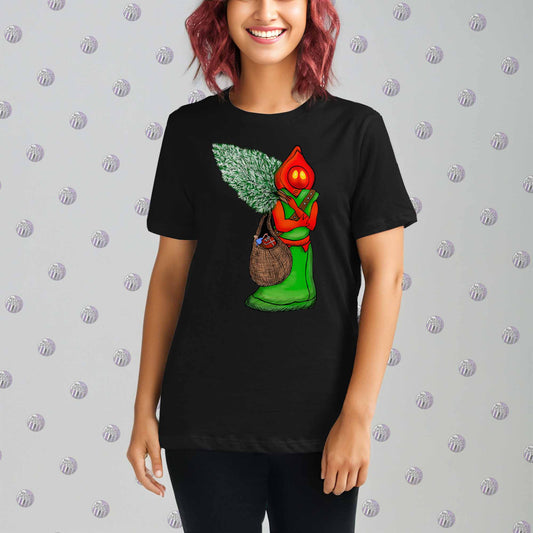 Flatwoods Monster Holiday; Cryptid; Womens Relaxed T-Shirt; Black