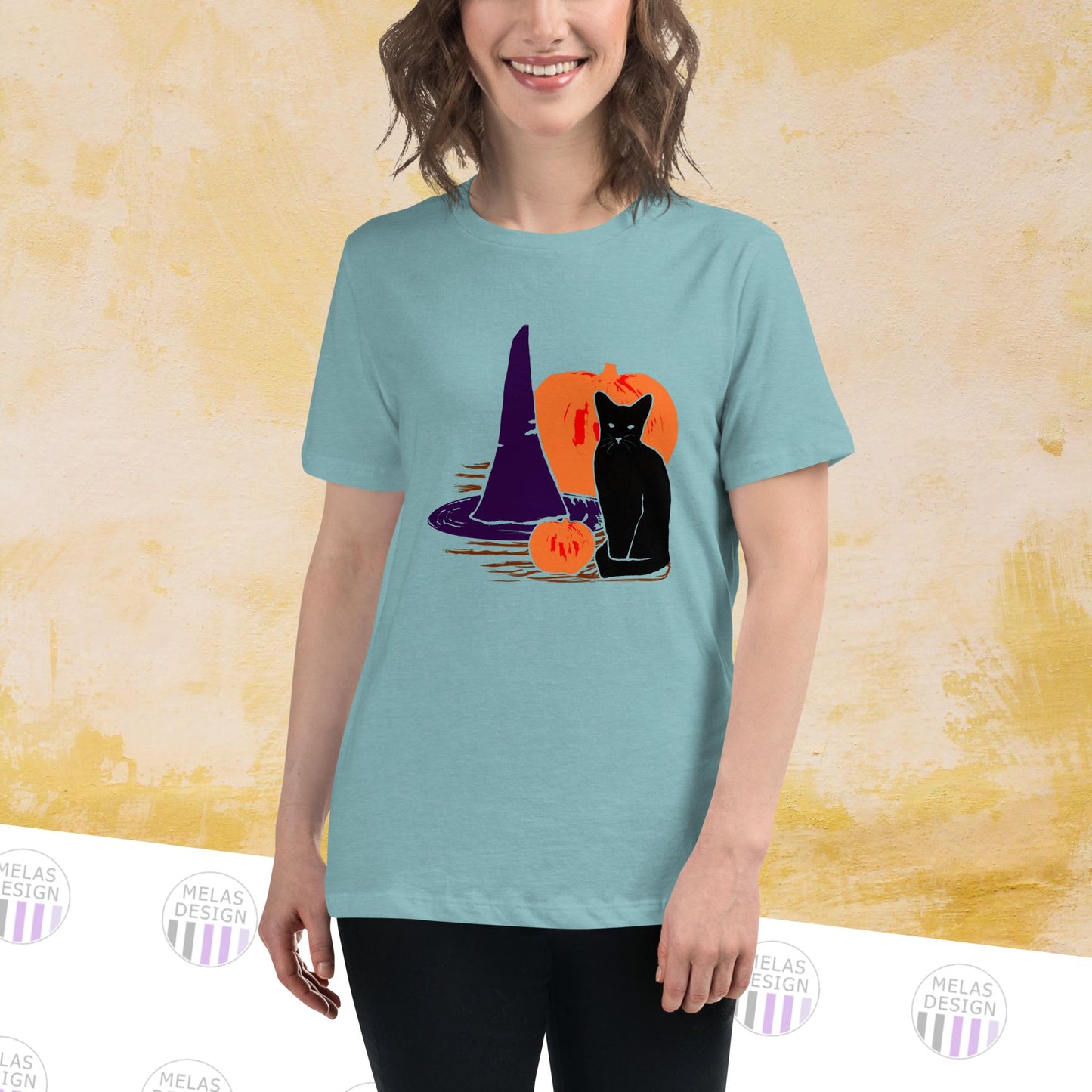 Witch Cat Pumpkin Women's Relaxed T-Shirt