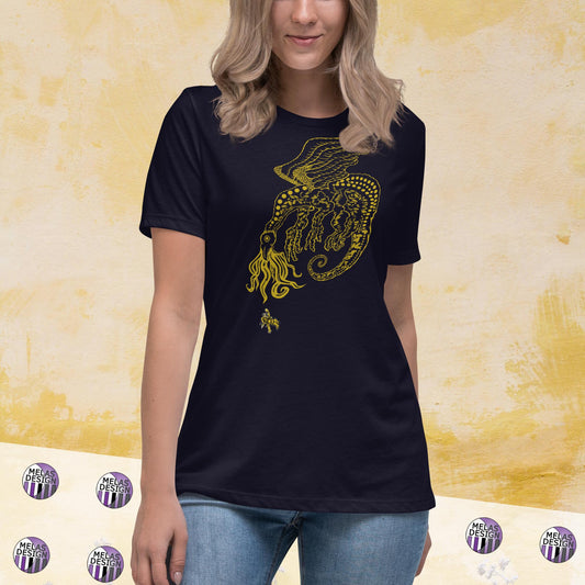 Snallygaster; Cryptid; Women's Relaxed; T-Shirt; Melasdesign Cryptid Collection;