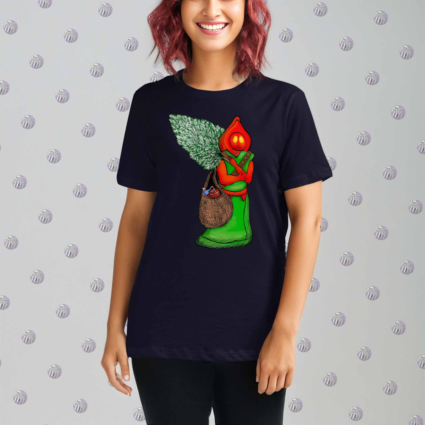 Flatwoods Monster Holiday; Cryptid; Womens Relaxed T-Shirt; Navy