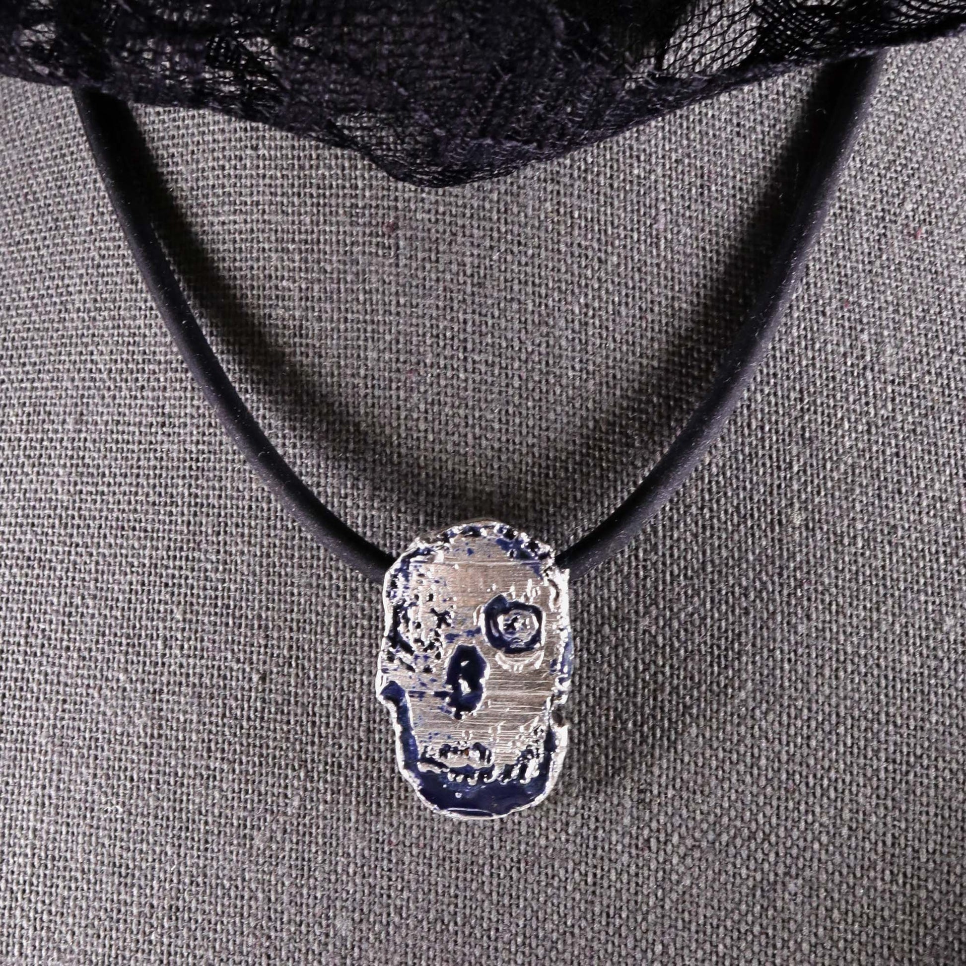 Freakazoid Skull Enameled Silver Pendant; Melasdesign Handmade Darkness; Susan Hicks jewelry