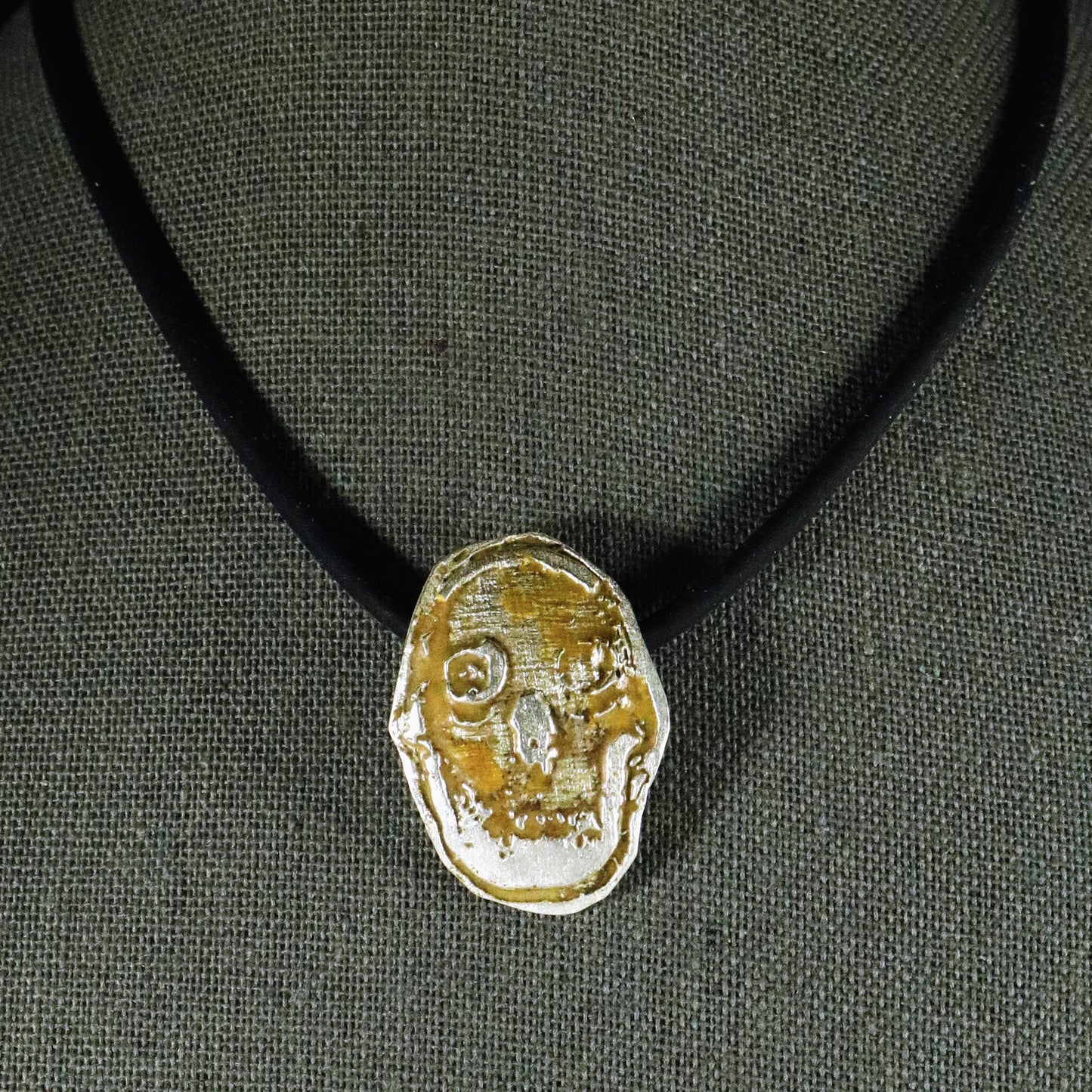 Freakazoid Skull in Yellow; enamel skull pendant; skull jewelry; Melasdesign Handmade Darkness