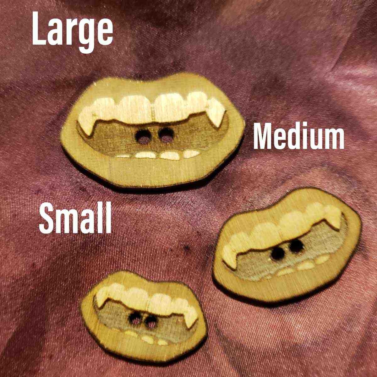 Vampire Mouth; Vamp; Halloween; Buttons for Sewing; DIY notions; buttons; wood; made in USA; made in WV