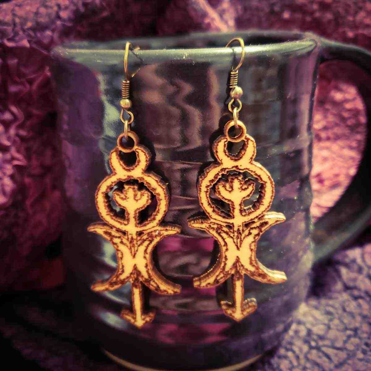 Union of God and Goddess Earrings; Melasdesign Handmade Darkness; pagan; jewelry; earrings; wiccan; symbols