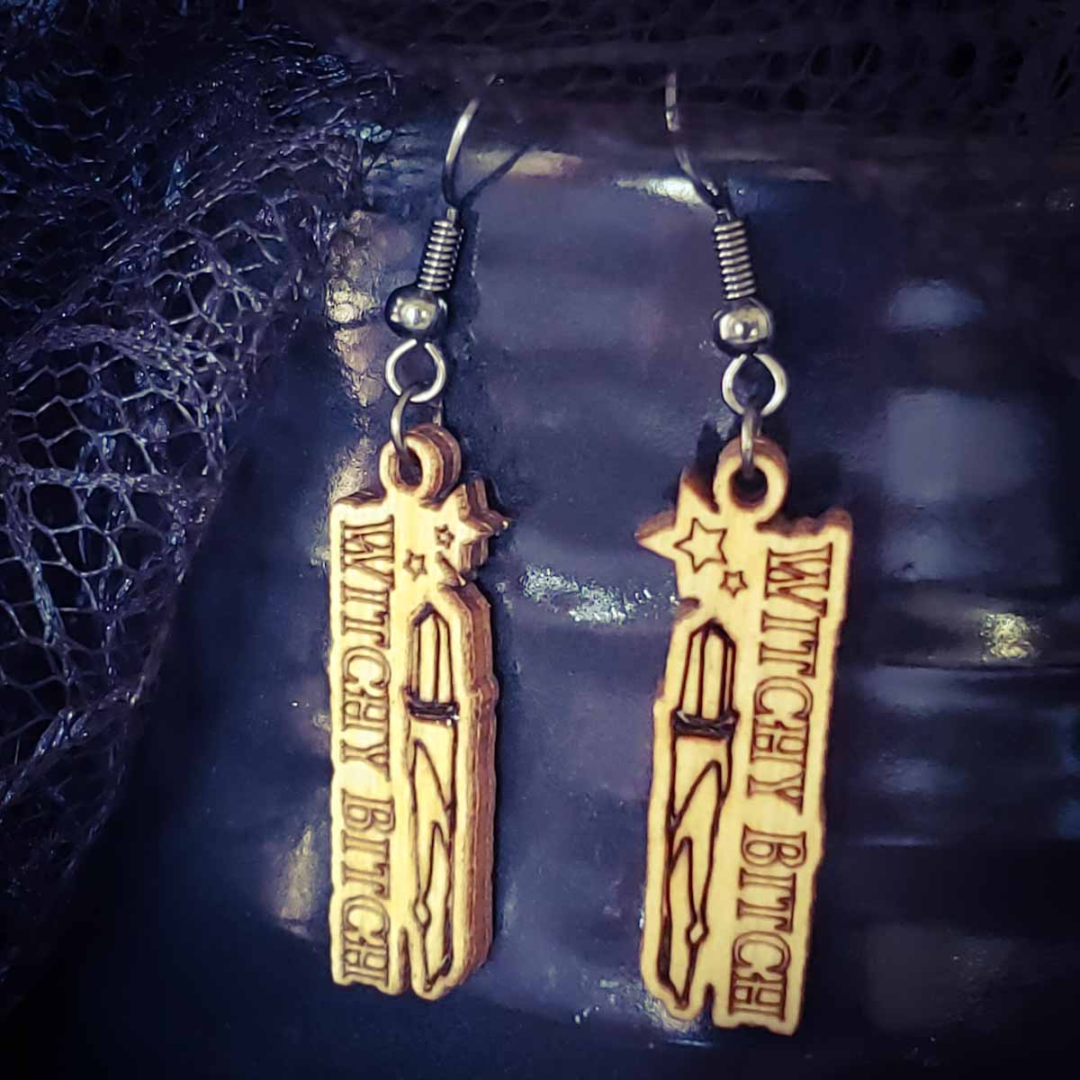 nsfw jewelry; nsfw earrings; witchy earrings; witchy jewelry; witches with attitude