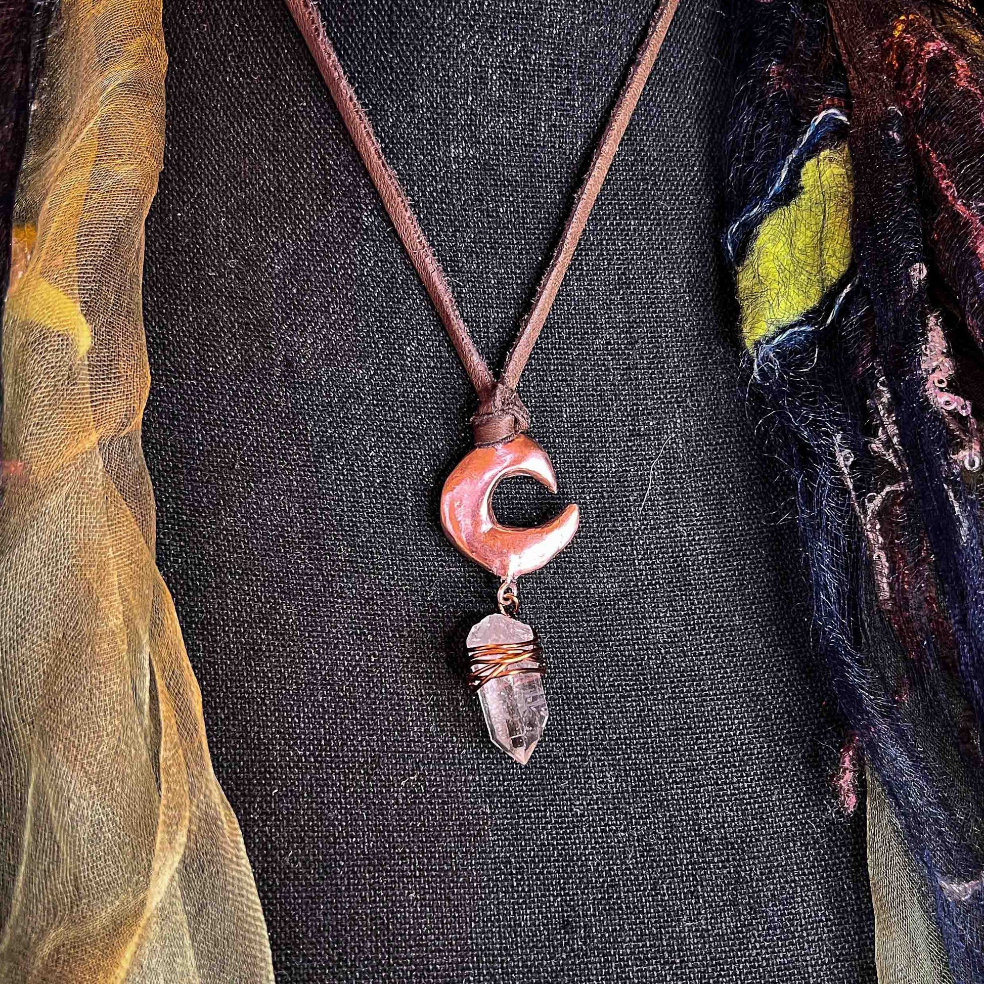 witch aesthetic; necklace; pendant; jewelry; waxing moon; Melasdesign; Thomas WV