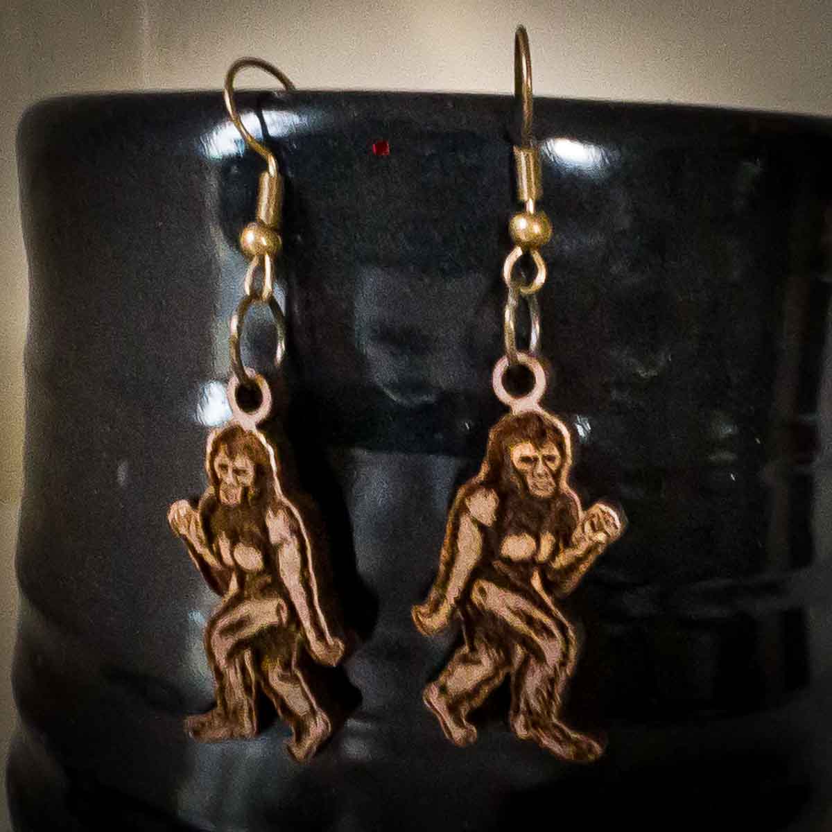 Bigfoot Yeti Sasquatch Cryptid Earrings; Melasdesign Handmade; cryptid jewelry; West Virginia made; yeti earrings; Sasquatch earrings; Bigfoot earrings; Bigfoot jewelry; Sasquatch jewelry; yeti  jewelry