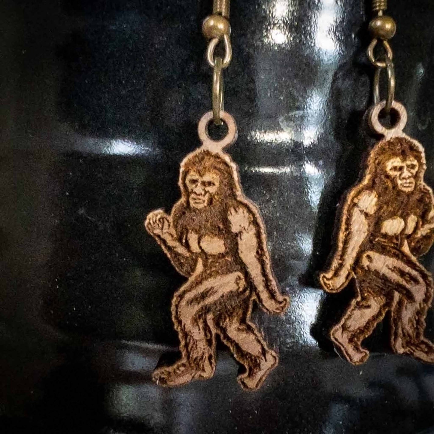 Bigfoot Yeti Sasquatch Cryptid Earrings; Melasdesign Handmade; cryptid jewelry; West Virginia made; yeti earrings; Sasquatch earrings; Bigfoot earrings; Bigfoot jewelry; Sasquatch jewelry; yeti  jewelry