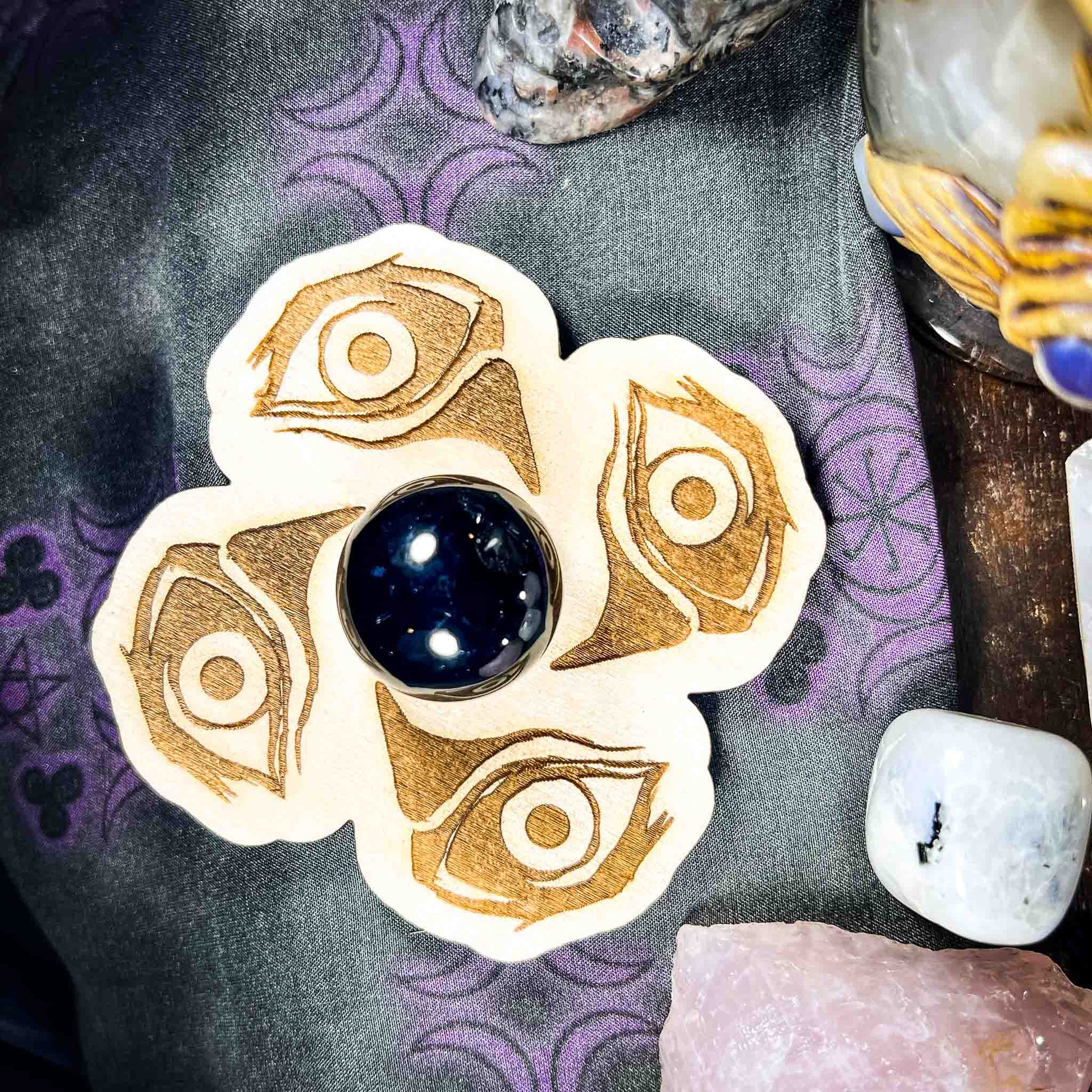 Eye of Horus Crystal Ball Stand; plain; eyes; home decor accent; Melasdesign Handmade; small business; gothic; witchy; decor; Mela's Eye Collection; gothic; alternative