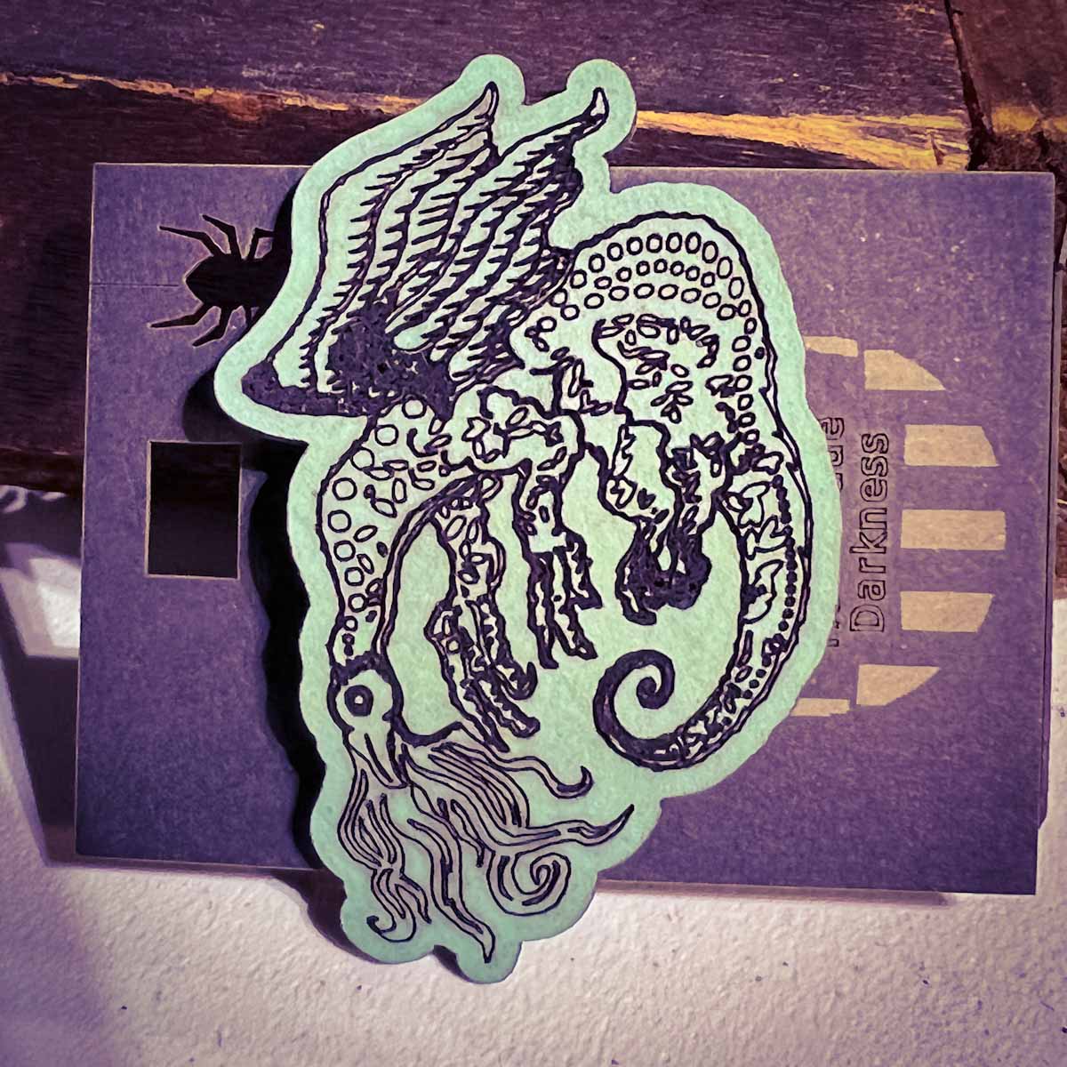 teal; snallygaster pin; pinback button; Melasdesign Handmade Darkness; cryptid collection; West Virginia Cryptid; Maryland Cryptid;  monster; monsters; sci-fi; fashion accessories; affordable gift