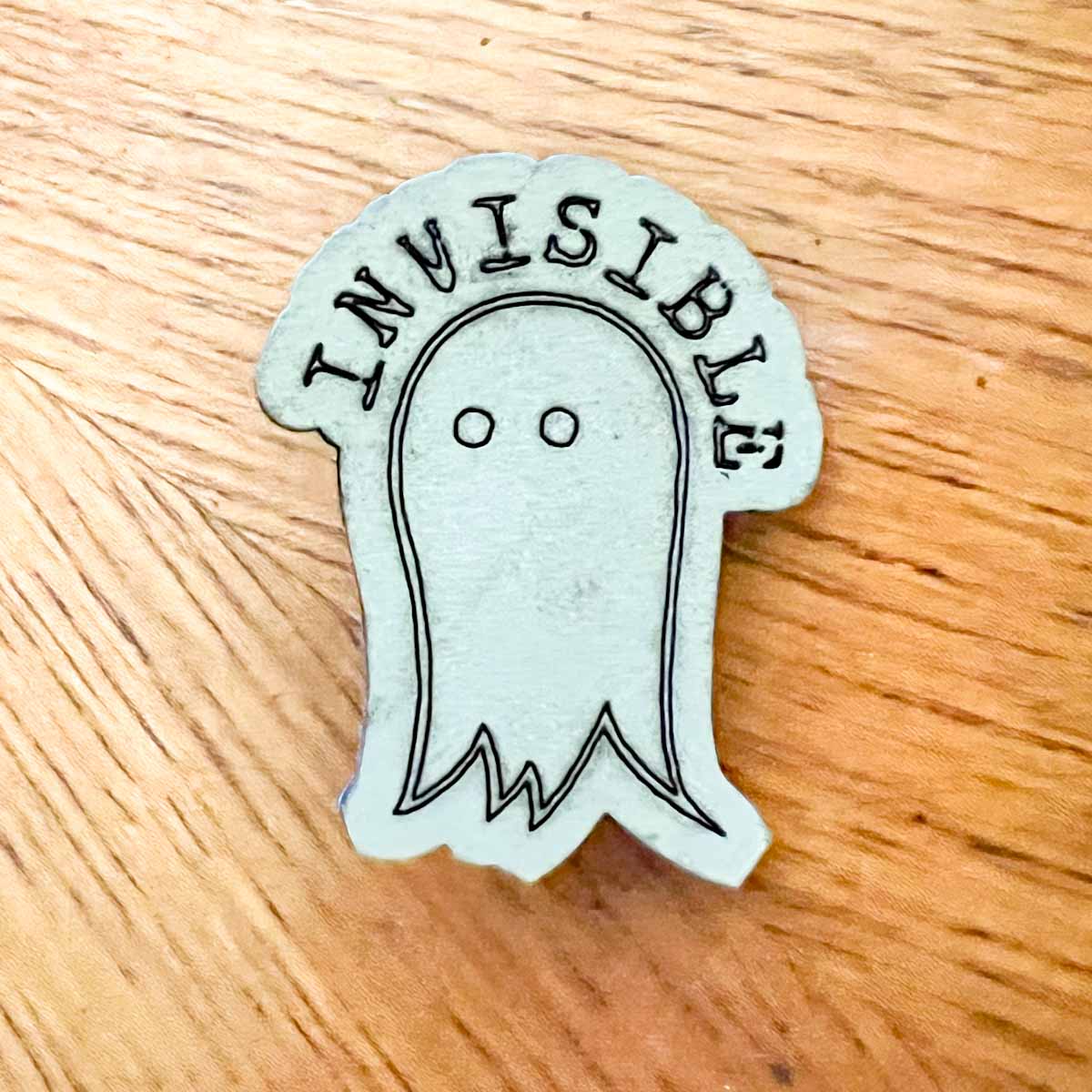 Invisible Ghost Pin Cute Paranormal; Melasdesign Handmade Darkness; pins; pinback buttons; ghost hunter gift; fashion accessory; funny ghost; invisible; marble