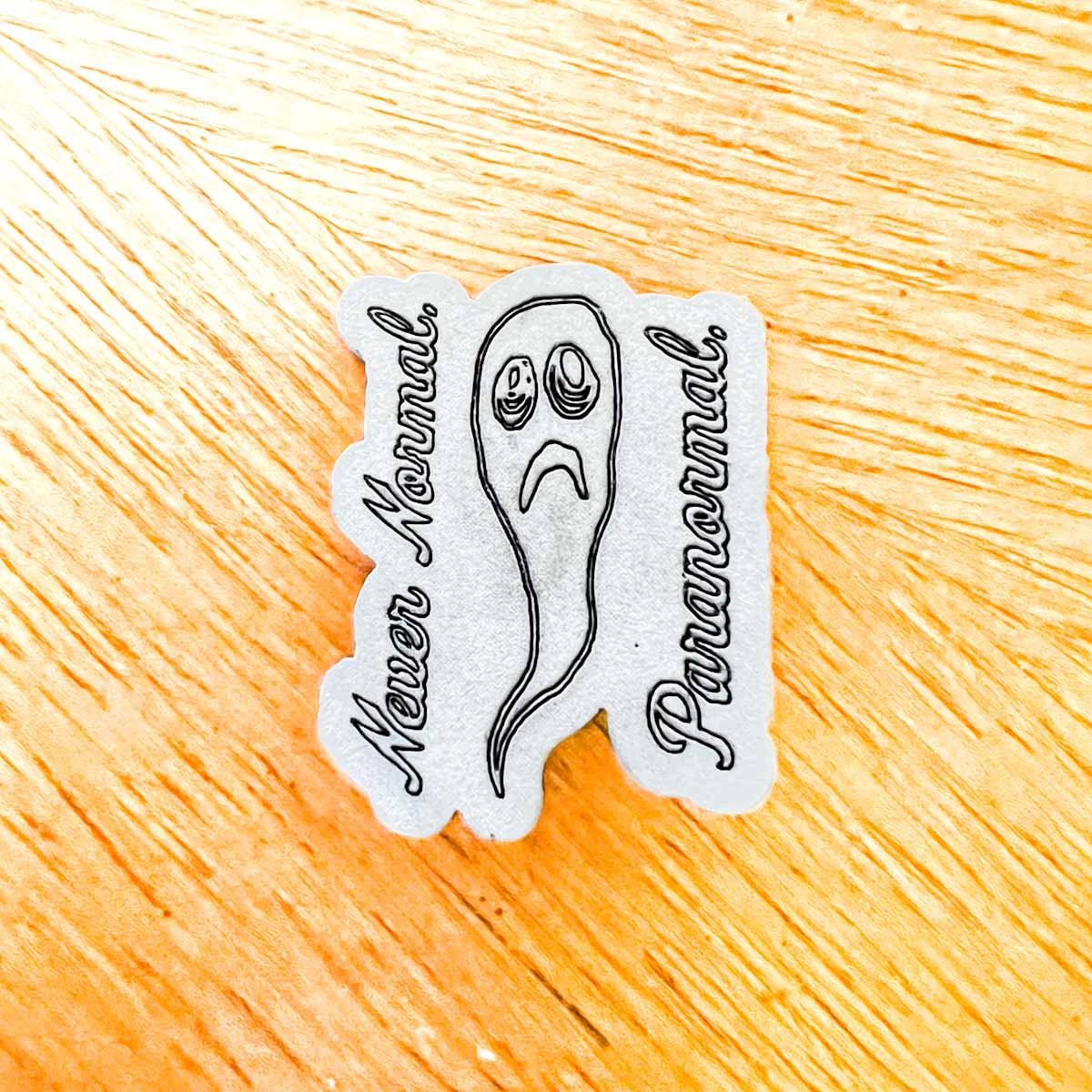 Never Normal Paranormal Ghost Pin; funny; fashion accessory; ghost hunter gift; pinback button; Melasdesign Handmade Darkness