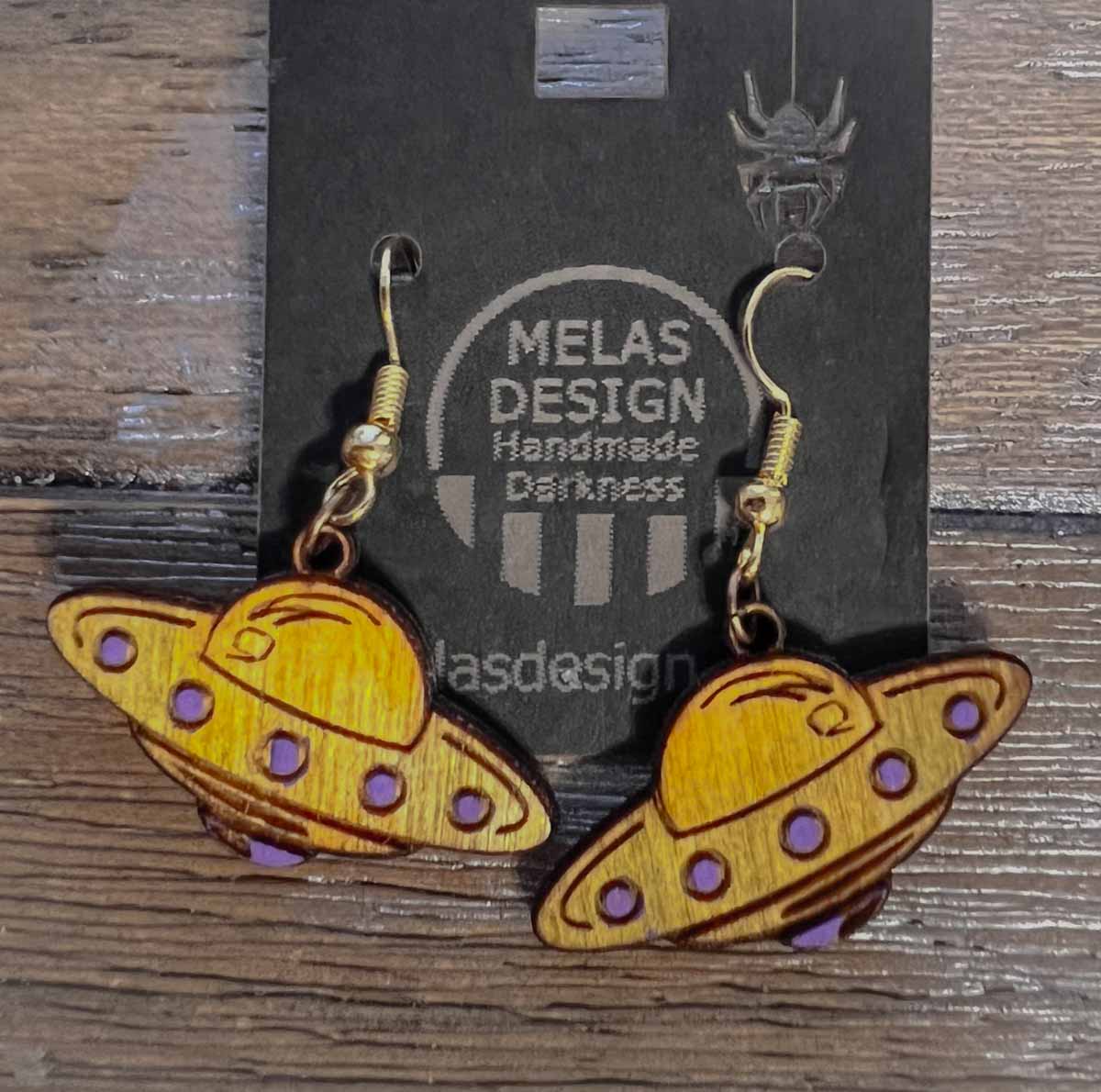 Classic UFO Earrings for Sci-fi Fans Simple; UFO earrings; dangle; drop; Melasdesign Handmade; Thomas WV; Cryptid Collection; small business