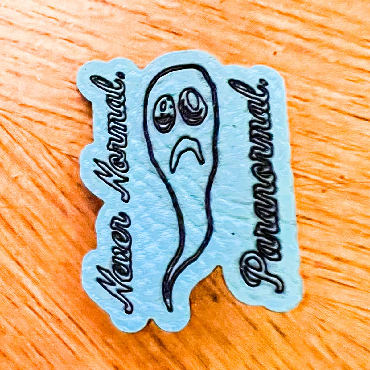 Never Normal Paranormal Ghost Pin; funny; Halloween; fashion accessory; ghost gift; pinback button; Melasdesign Handmade Darkness